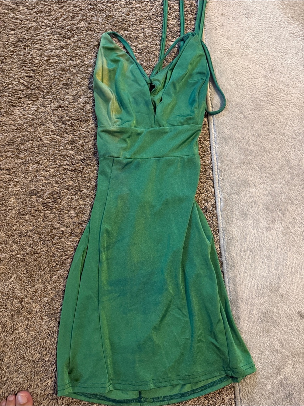 Windsor Emerald Green Spaghetti-Strap V-Neck Mini Dress